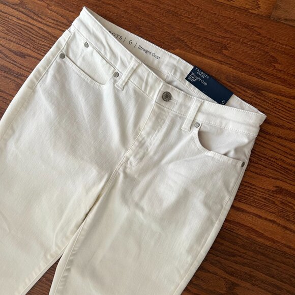 NWT TALBOTS Flawless Straight Crop White Denim Cuffed Jeans Size 6 NEW WITH TAGS - Picture 3 of 9